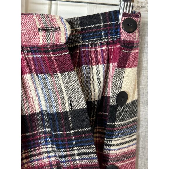 1980s American Plaid Wool-Blend Midi Skirt w/ Side Buttons
 size medium - Picture 7 of 15